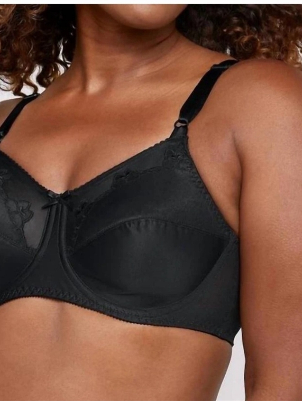 Bali Black Full Coverage Support Bra with Lace Trim